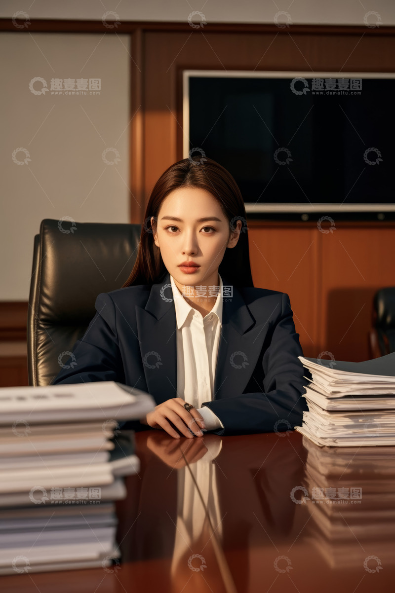 高清大图下载【趣麦麦图】亚洲女商人办公场景素材