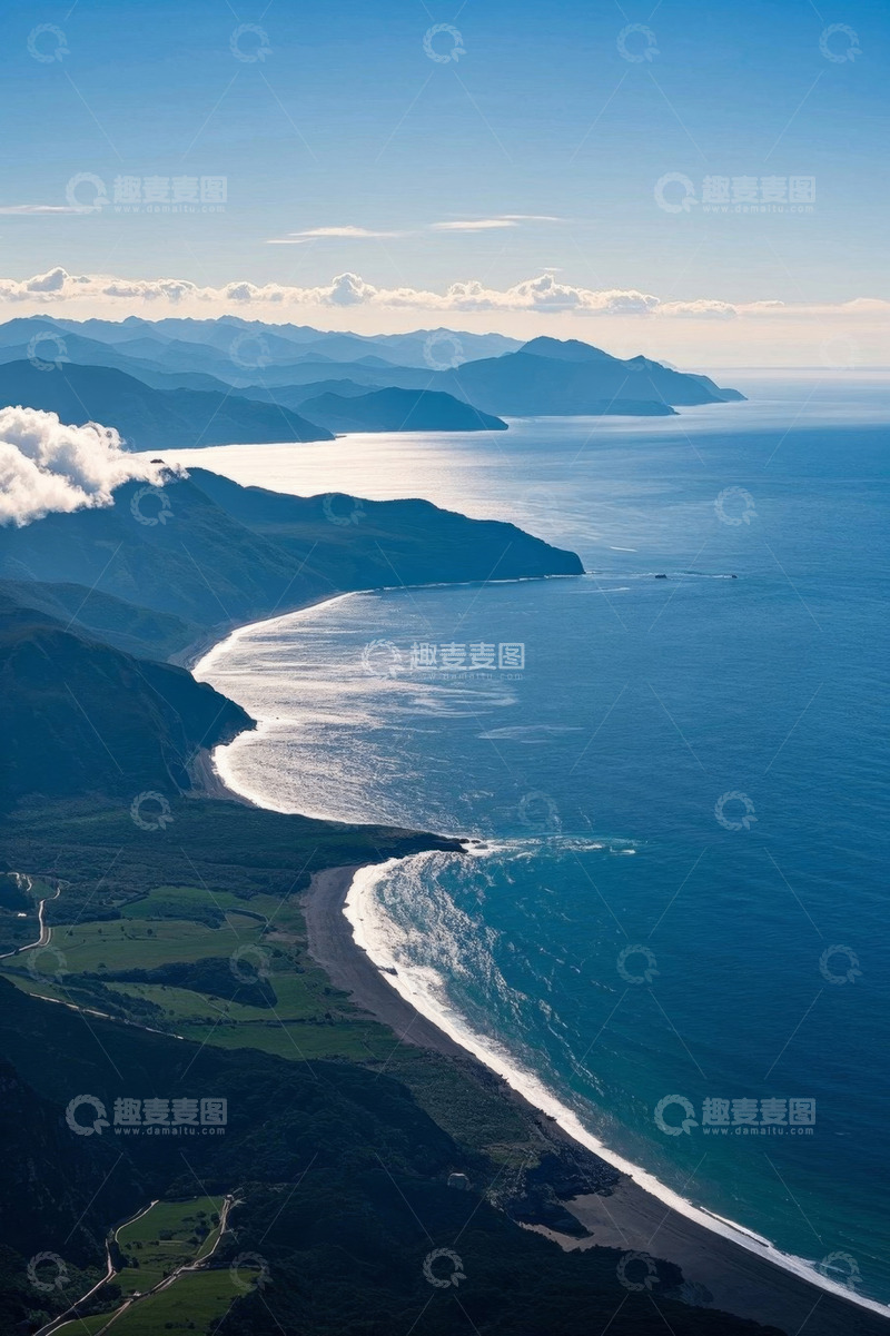 高清大图下载【趣麦麦图】海岸山脉自然风光航拍
