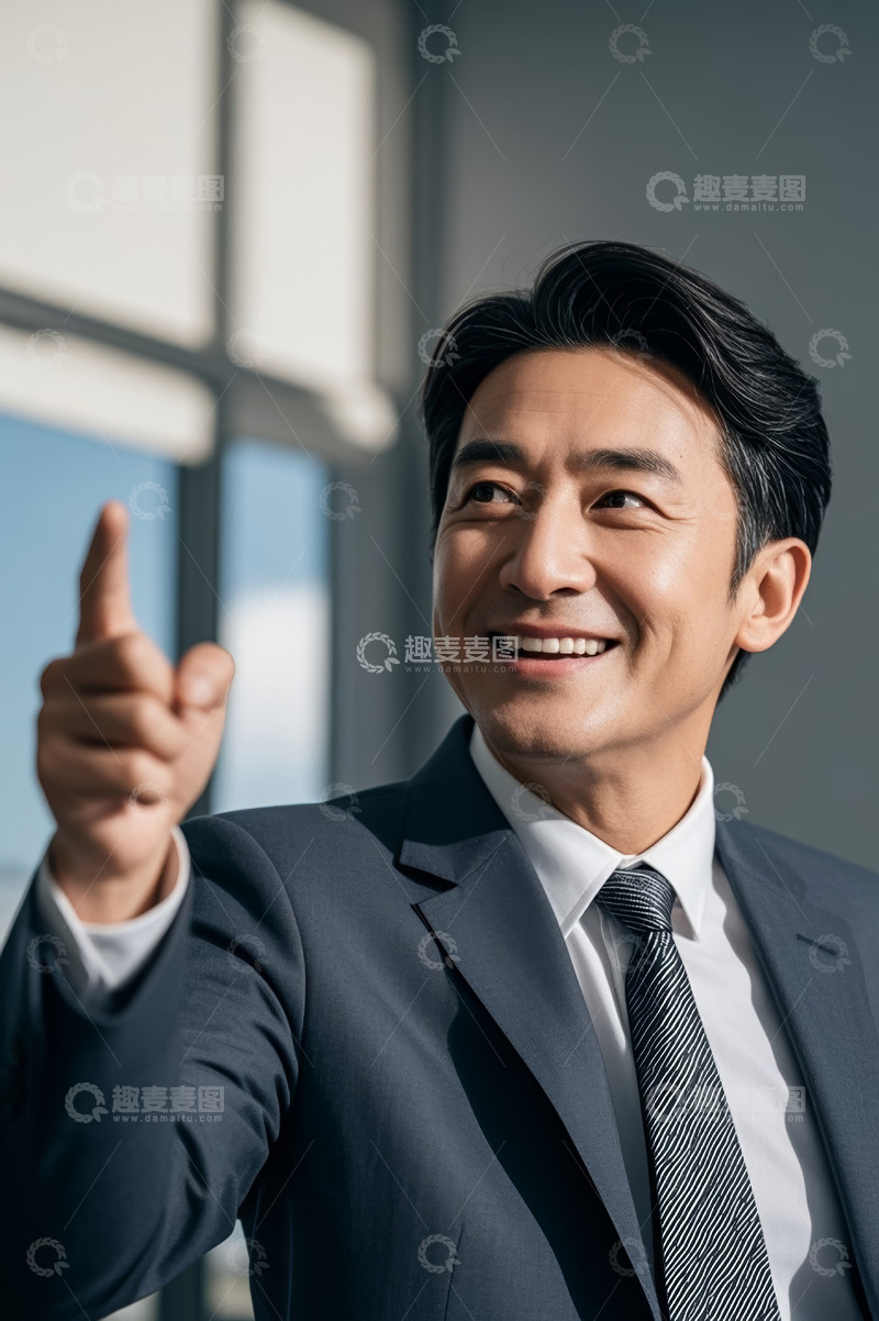 高清大图下载【趣麦麦图】商务男士微笑并指向前方