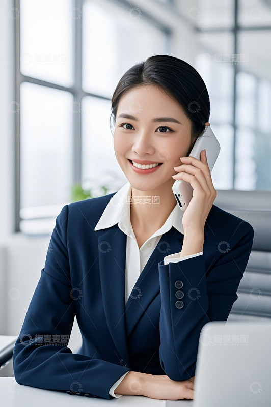 办公室女商人打电话场景