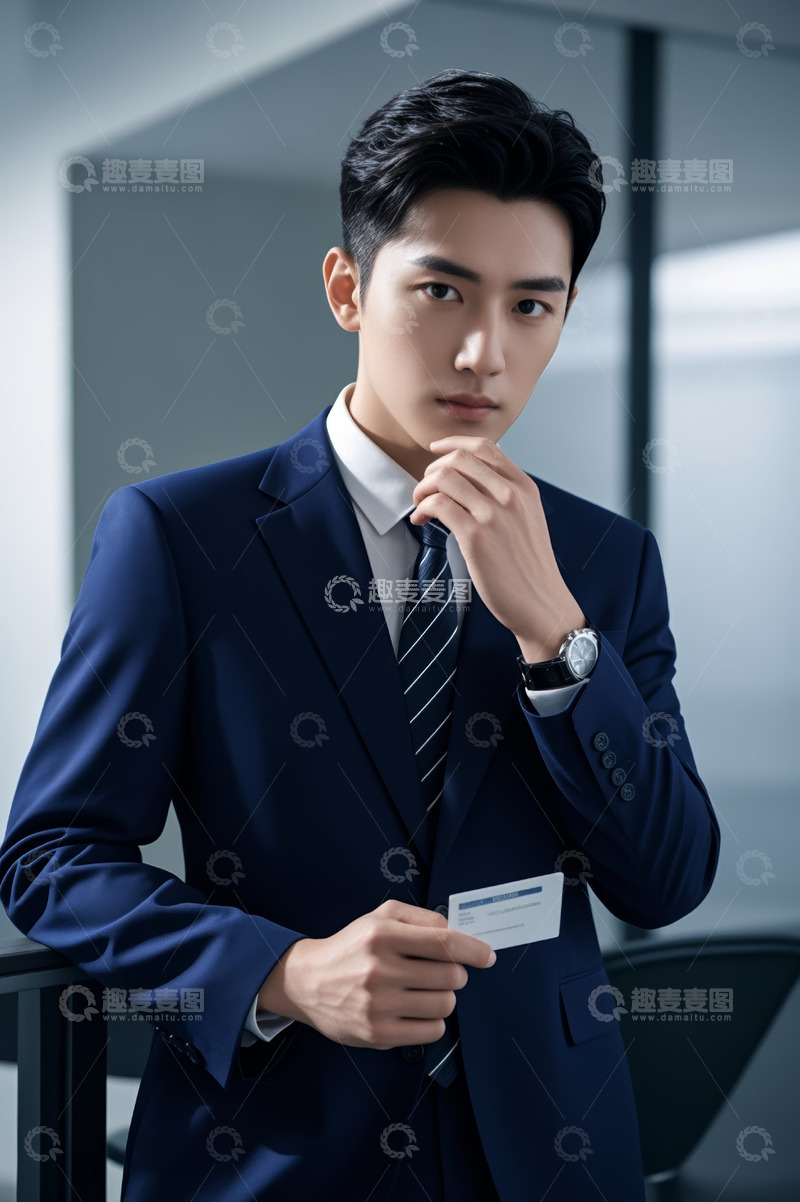 高清大图下载【趣麦麦图】商务男士手持名片姿态特写
