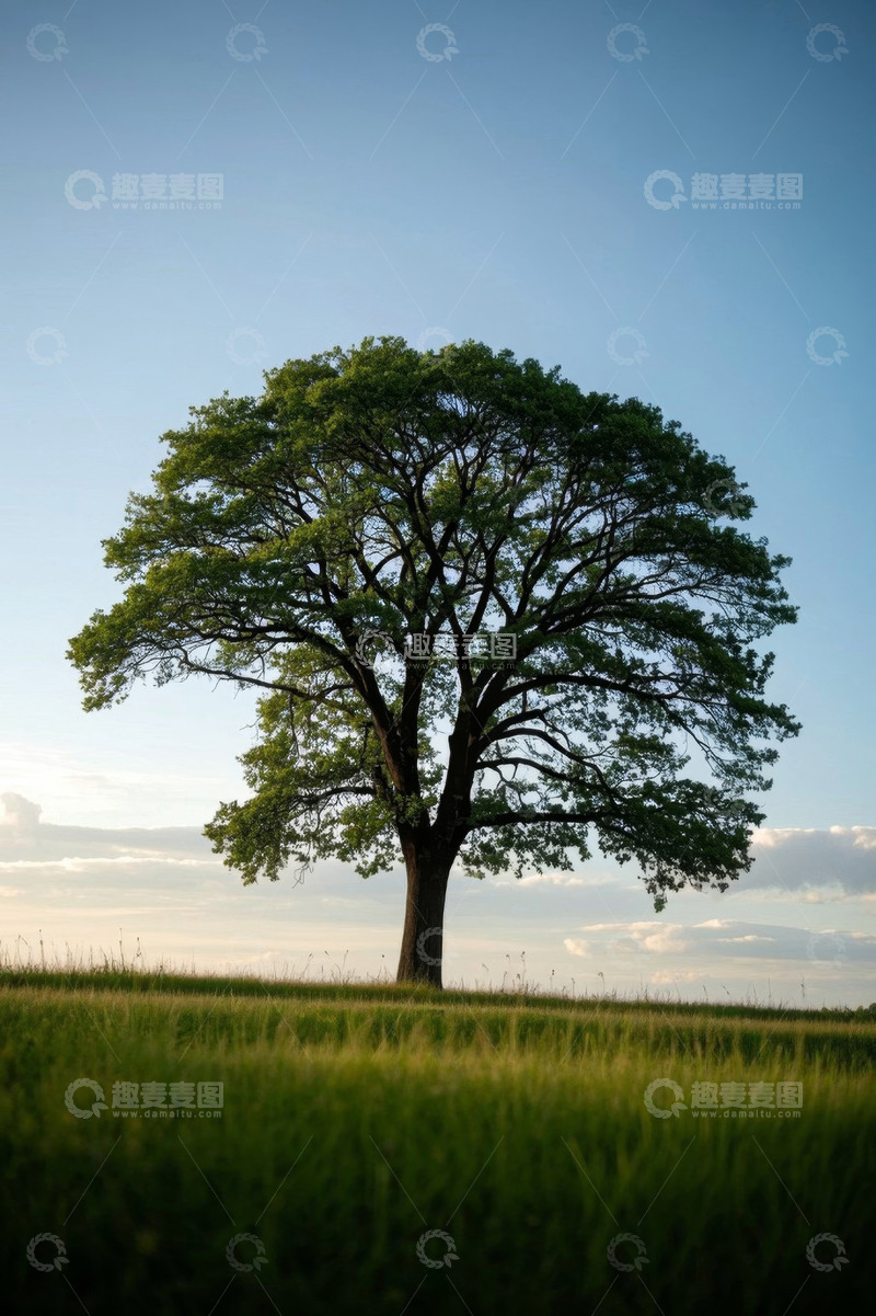 高清大图下载【趣麦麦图】田野中一棵茂盛的大树