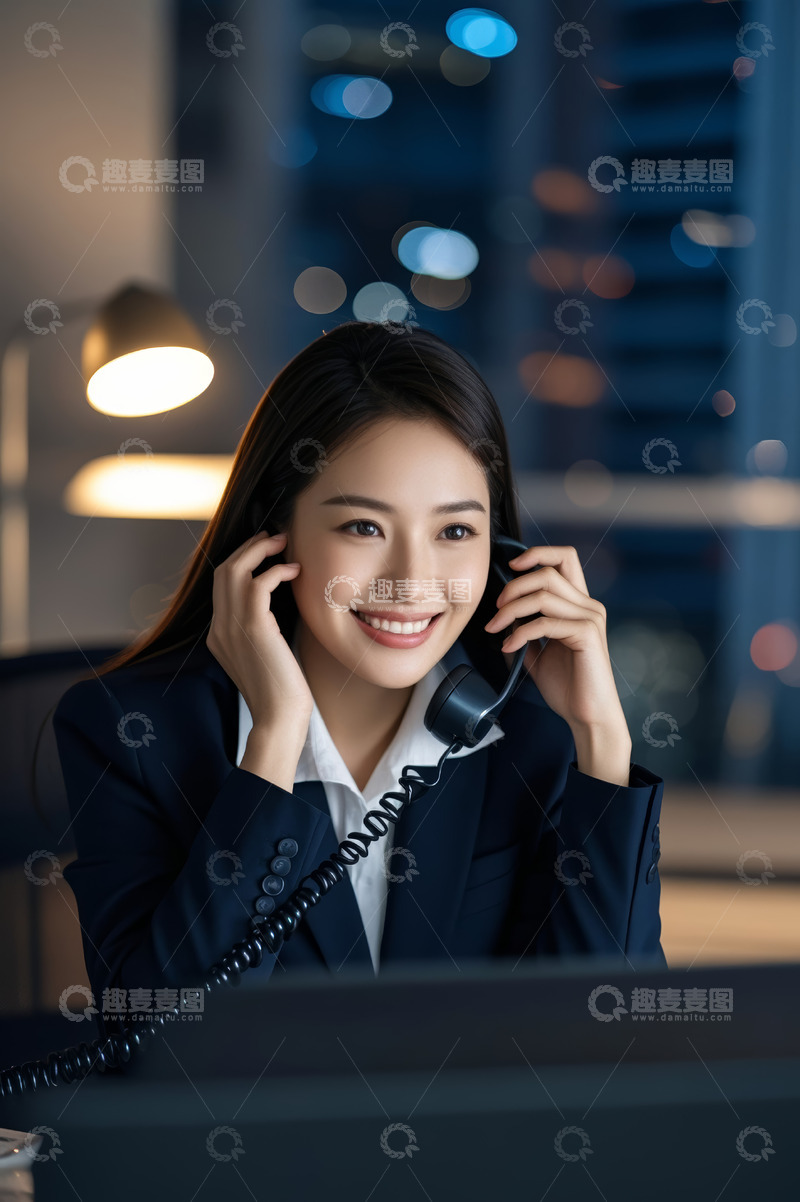 高清大图下载【趣麦麦图】女商人办公室打电话场景