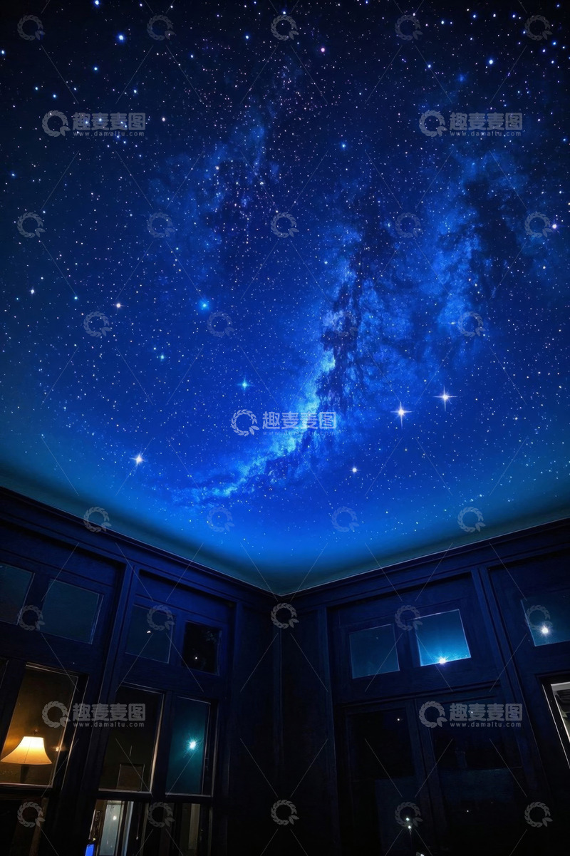 高清大图下载【趣麦麦图】室内仰望星空夜景素材