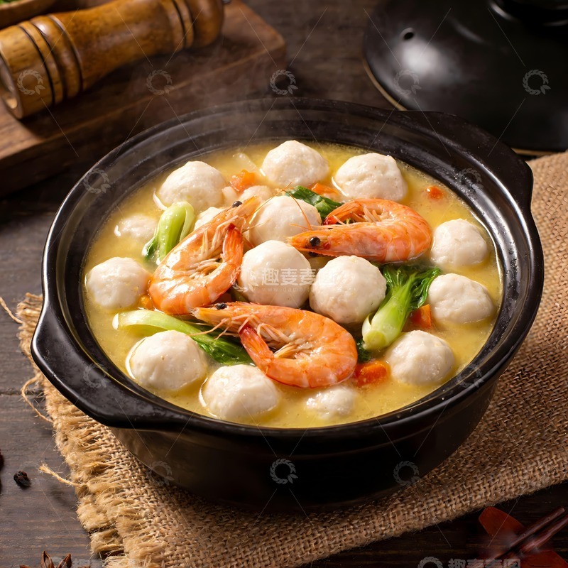 高清大图下载【趣麦麦图】鱼丸虾煲图片