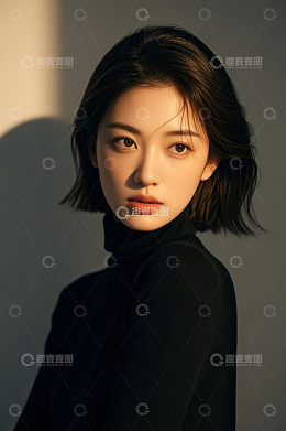 年轻女性半身正面肖像