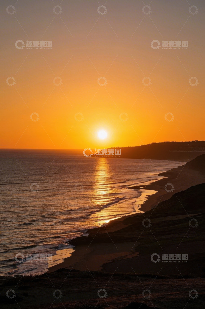 高清大图下载【趣麦麦图】海滩日落全景