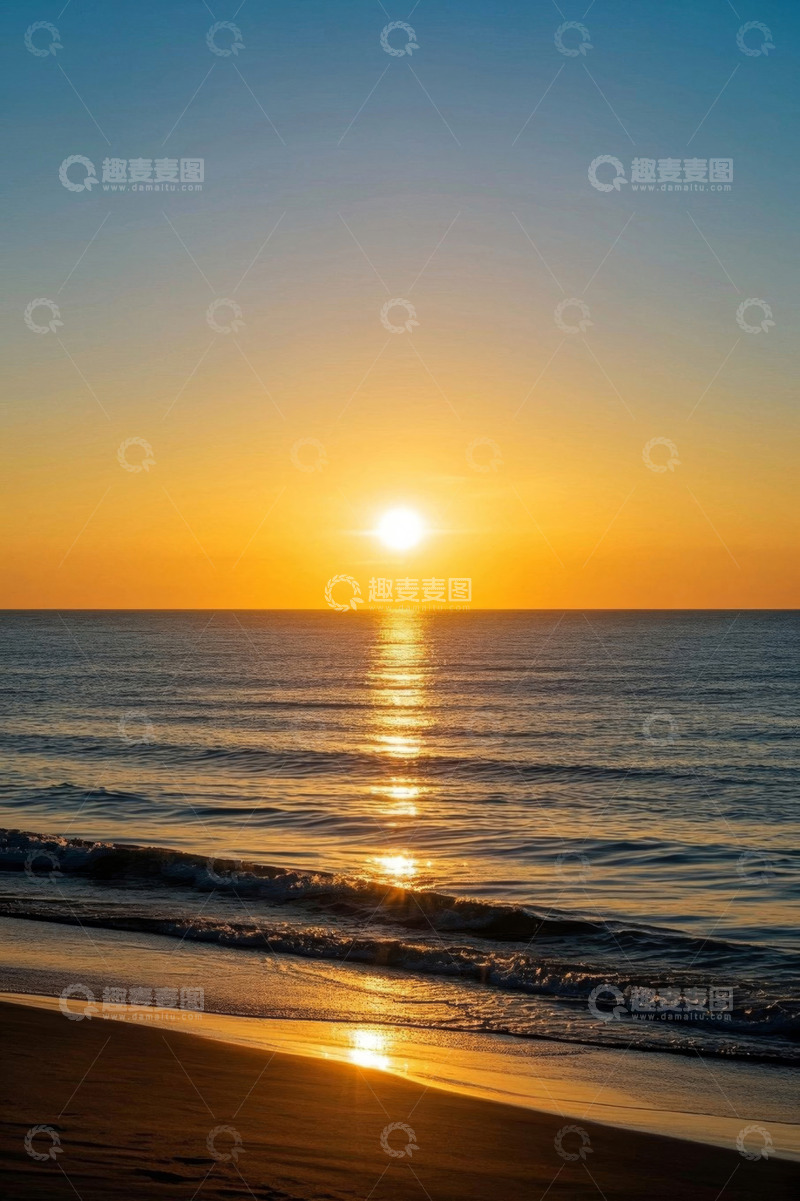 高清大图下载【趣麦麦图】海滩日落海洋风景
