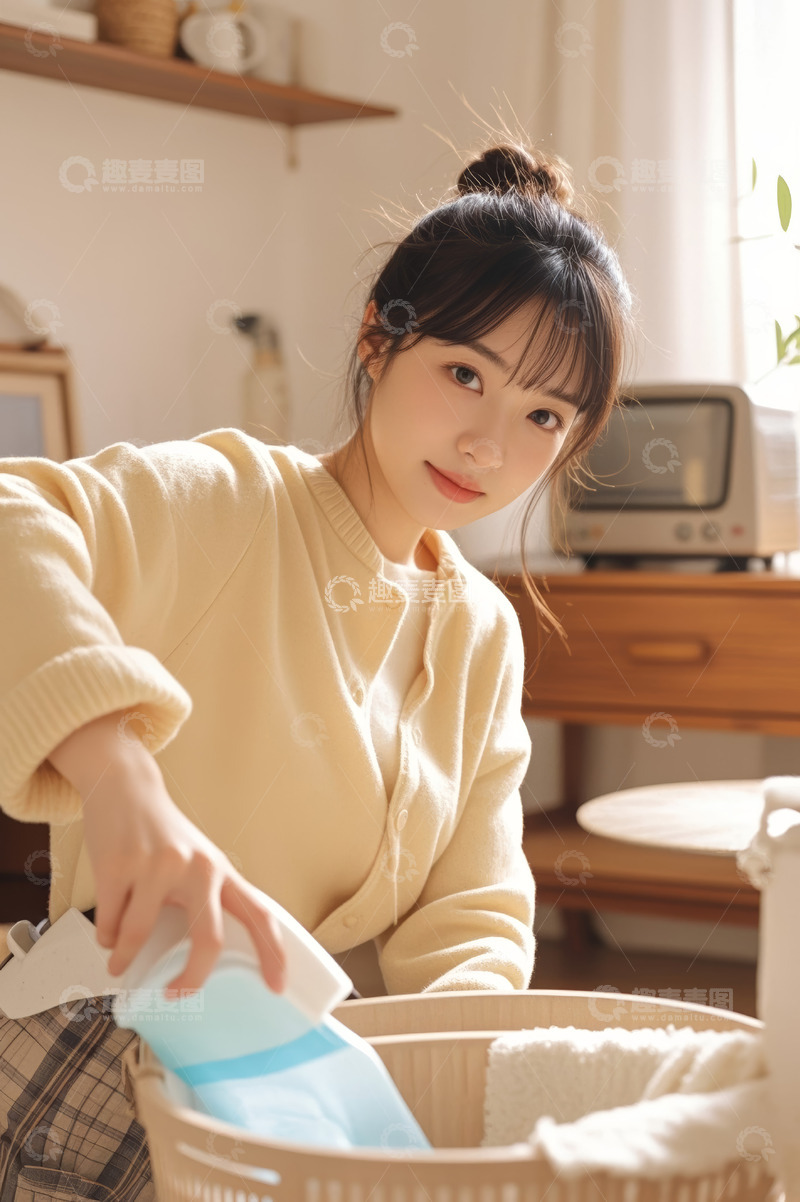 高清大图下载【趣麦麦图】亚洲女性居家整理收纳画面