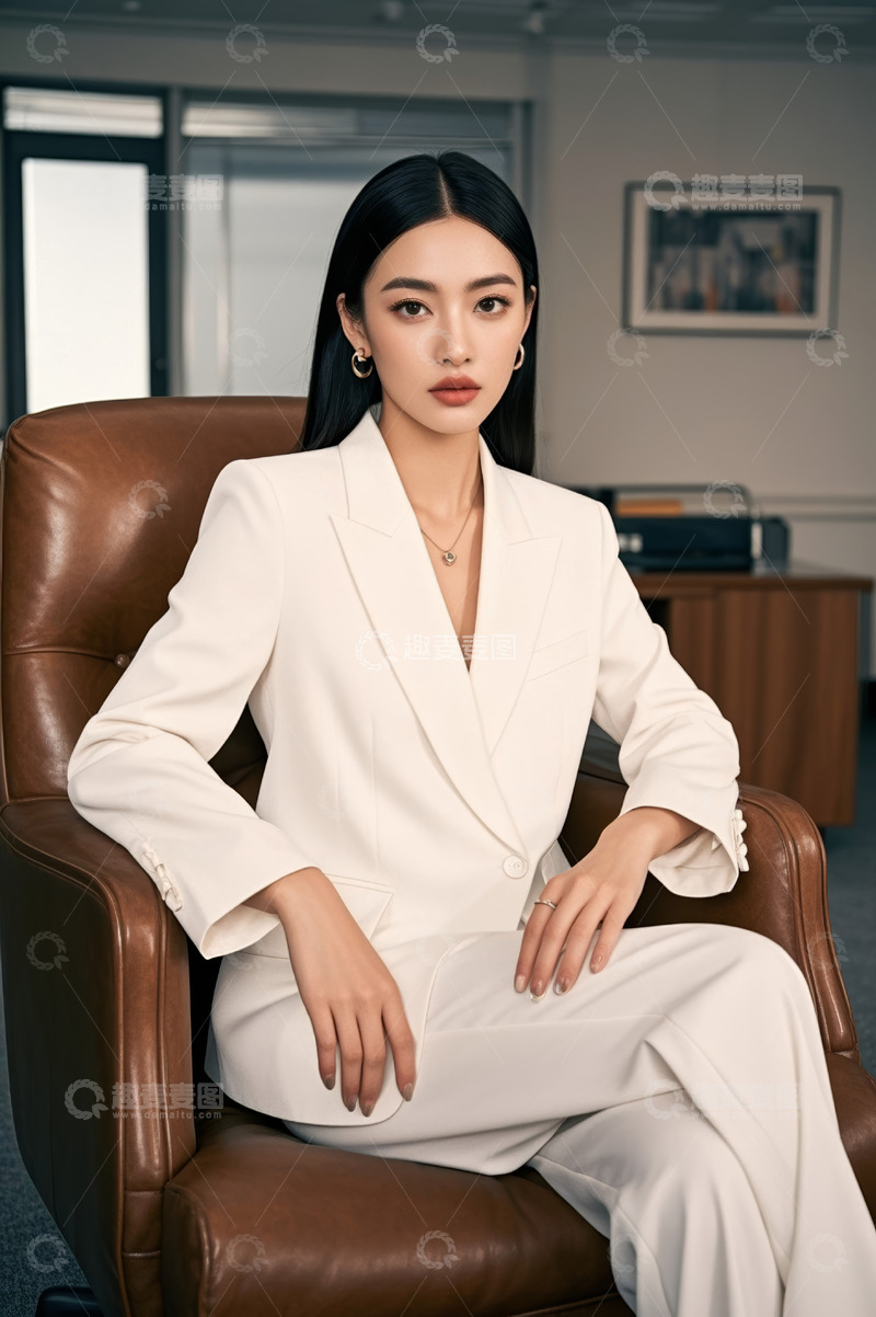 高清大图下载【趣麦麦图】办公室中坐着的职业女性