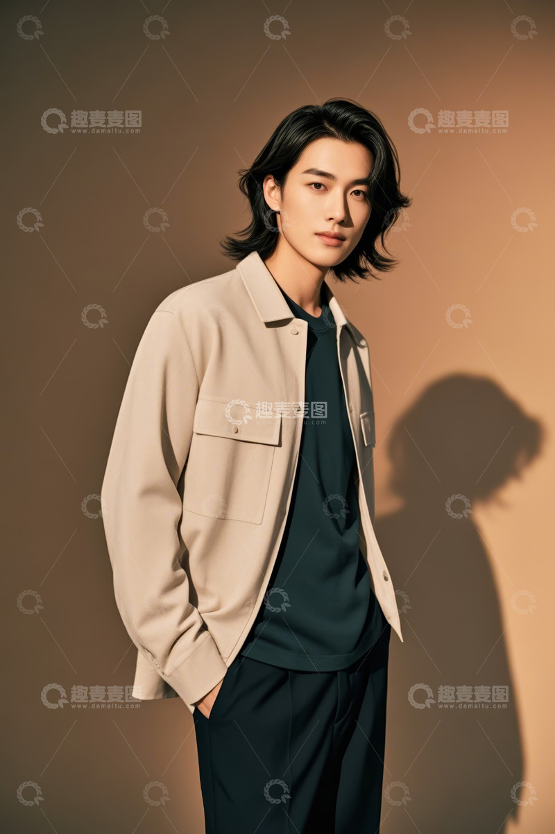 高清大图下载【趣麦麦图】长发青年男士穿搭肖像