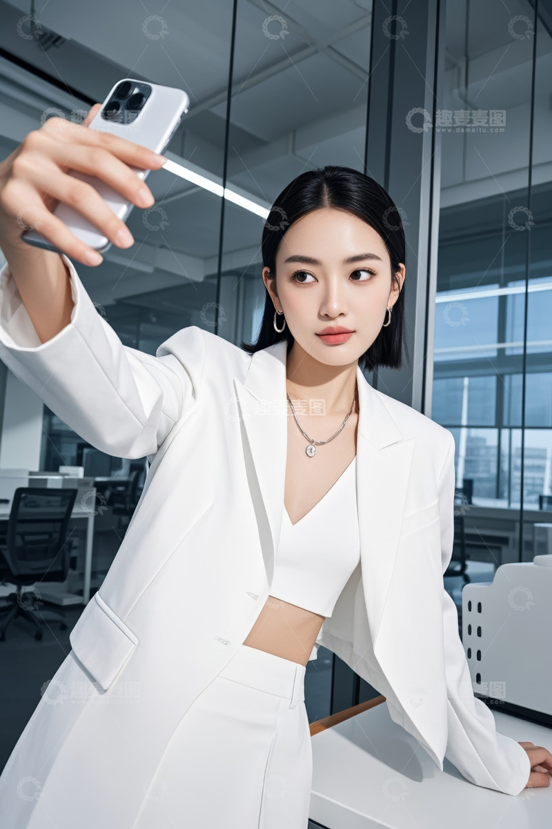 高清大图下载【趣麦麦图】职场女性办公室内自拍