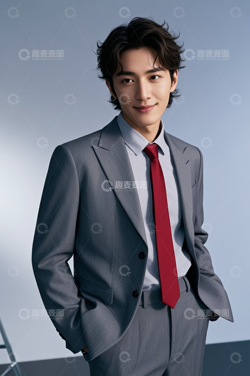 高清大图下载【趣麦麦图】穿西装打红领带的男士肖像