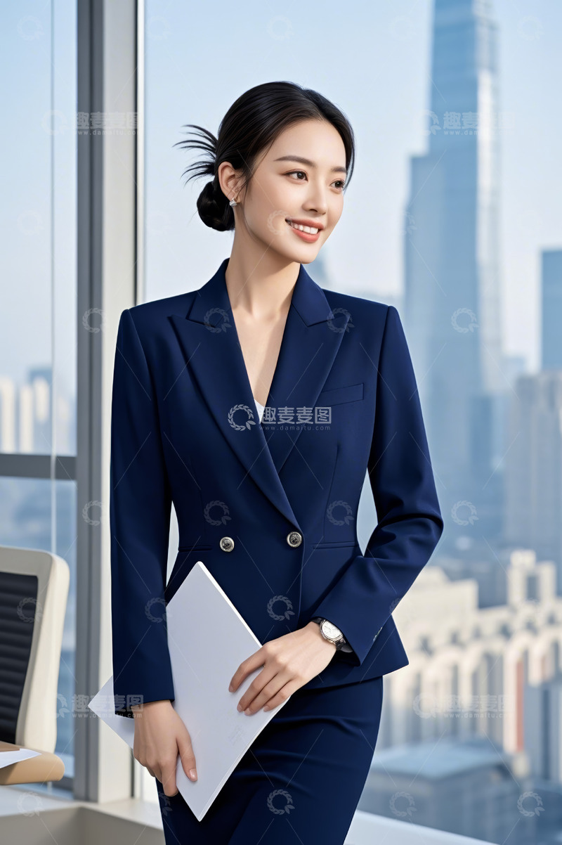 高清大图下载【趣麦麦图】办公室内持文件夹的职业女性