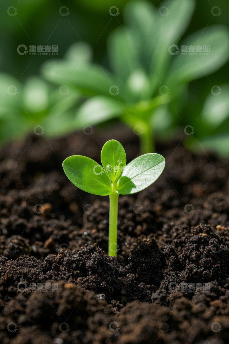高清大图下载【趣麦麦图】破土而出的嫩绿幼苗
