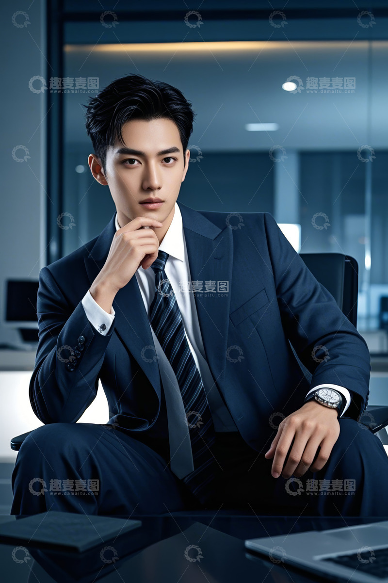 高清大图下载【趣麦麦图】商务男士办公室内沉思