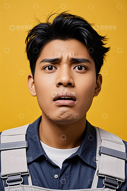 表情惊讶的男性特写