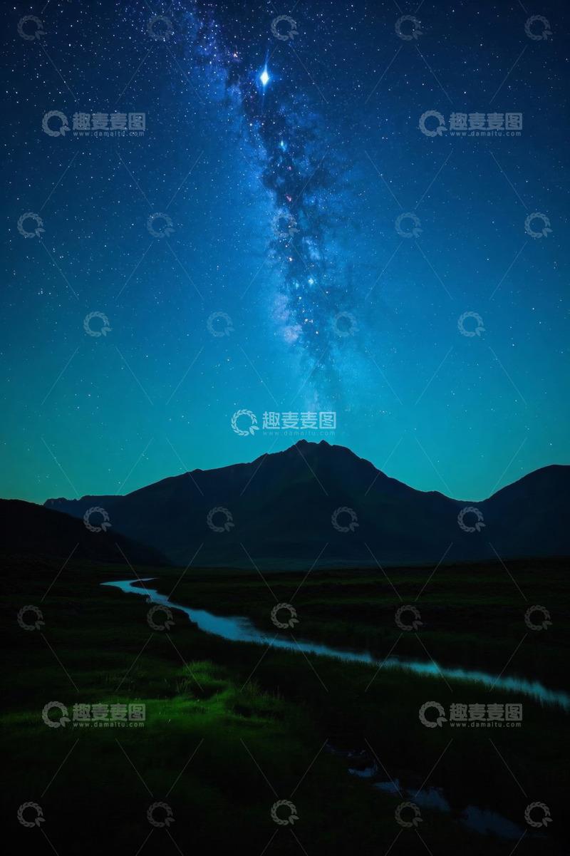 高清大图下载【趣麦麦图】山间银河夜景