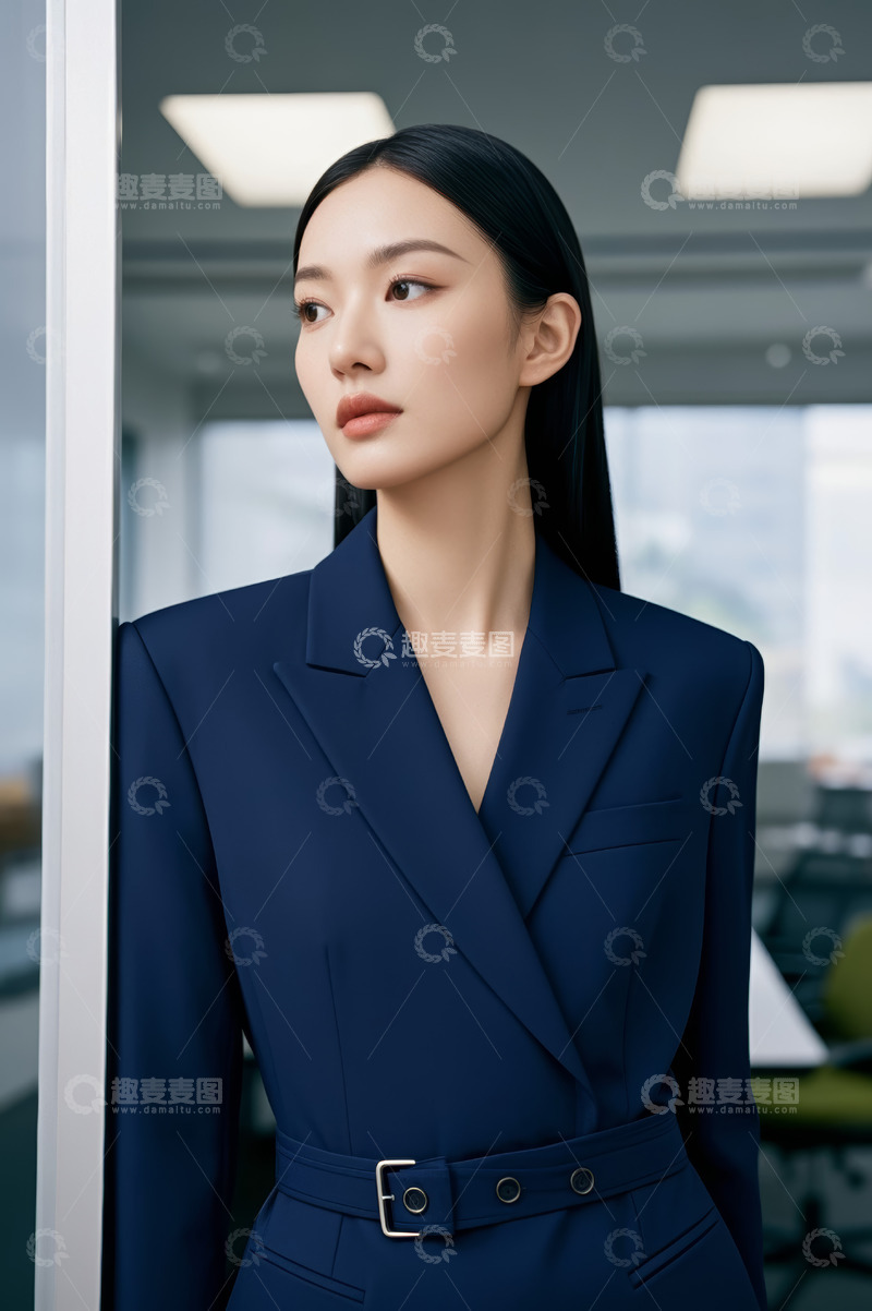 高清大图下载【趣麦麦图】身着西装的职场女性侧身照