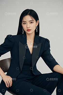 职业装女性坐姿肖像