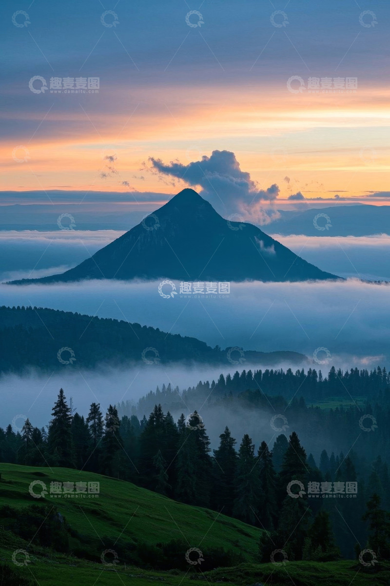 高清大图下载【趣麦麦图】山间云海日出自然风光