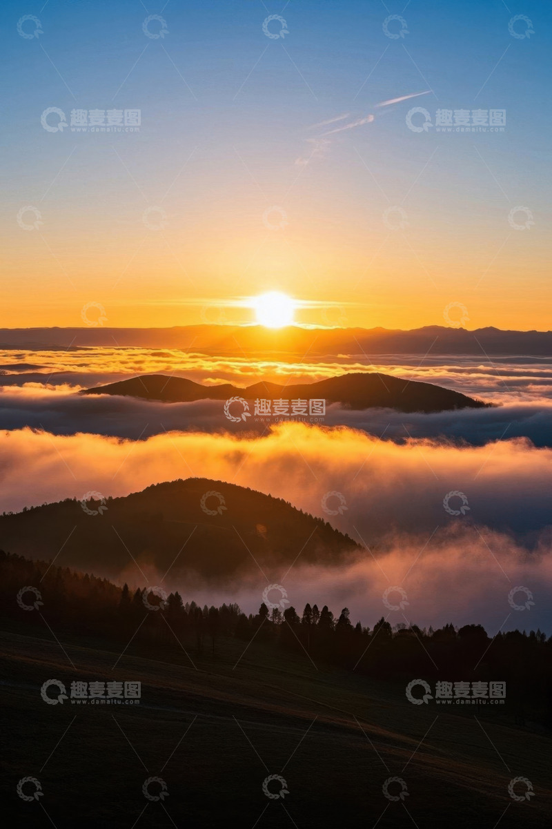 高清大图下载【趣麦麦图】山间云海日出景观