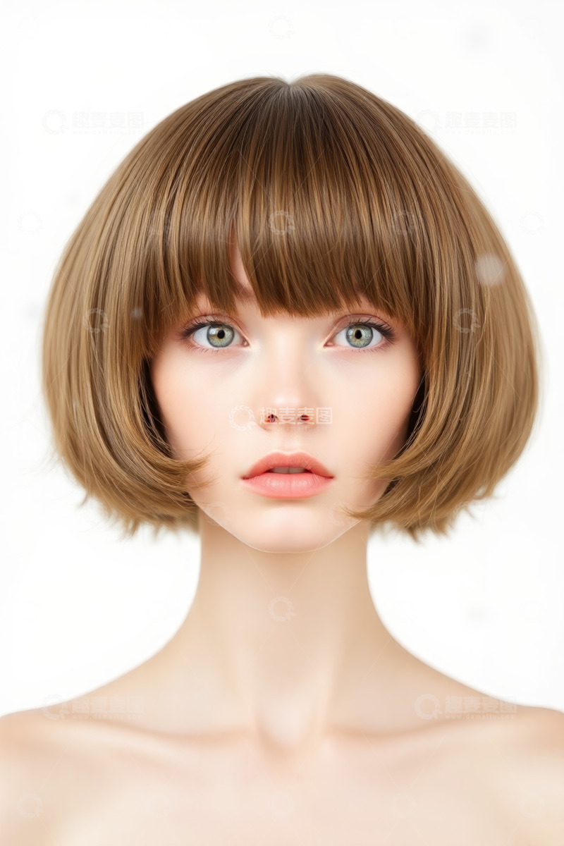 高清大图下载【趣麦麦图】短发女孩面部特写