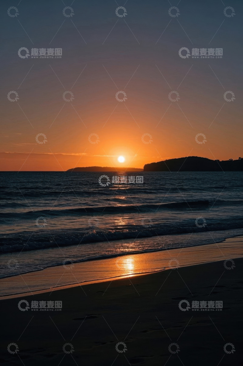 高清大图下载【趣麦麦图】海滩日落海景