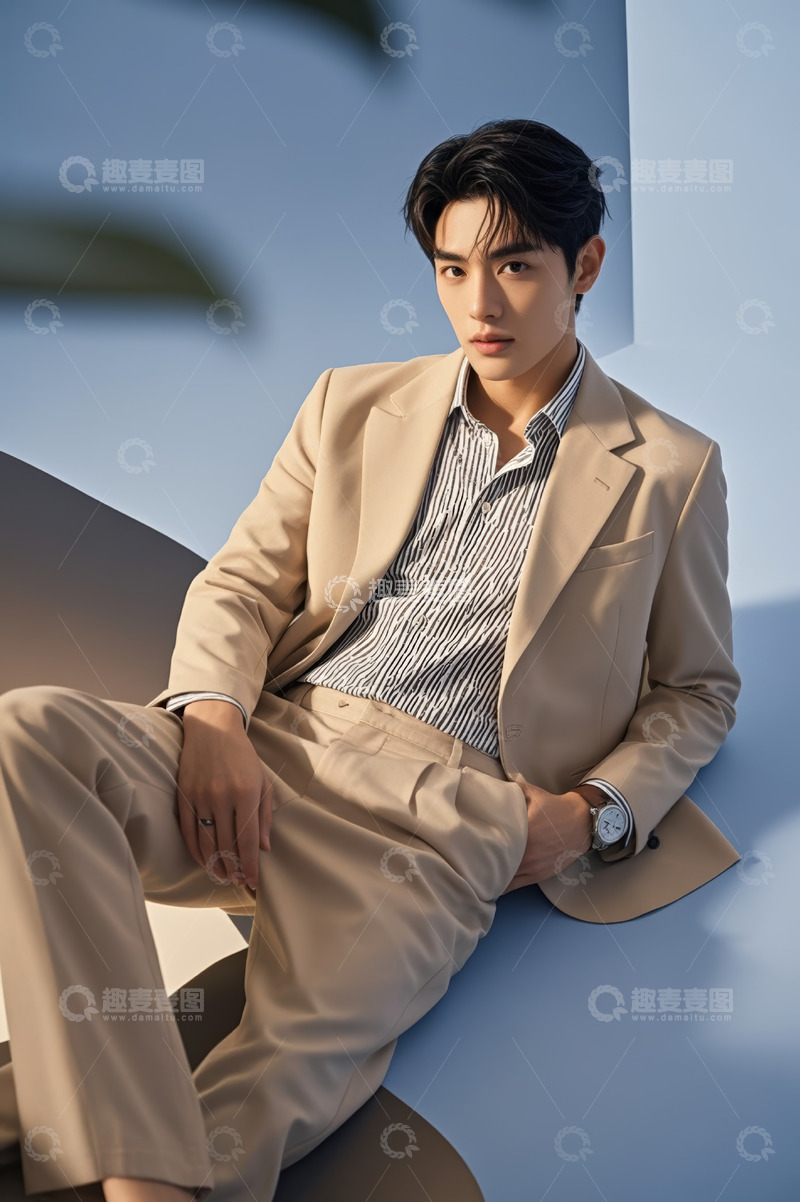 高清大图下载【趣麦麦图】商务男士休闲坐姿肖像