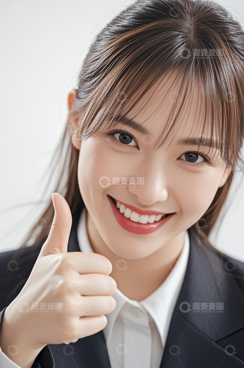 高清大图下载【趣麦麦图】亚洲女商人点赞特写