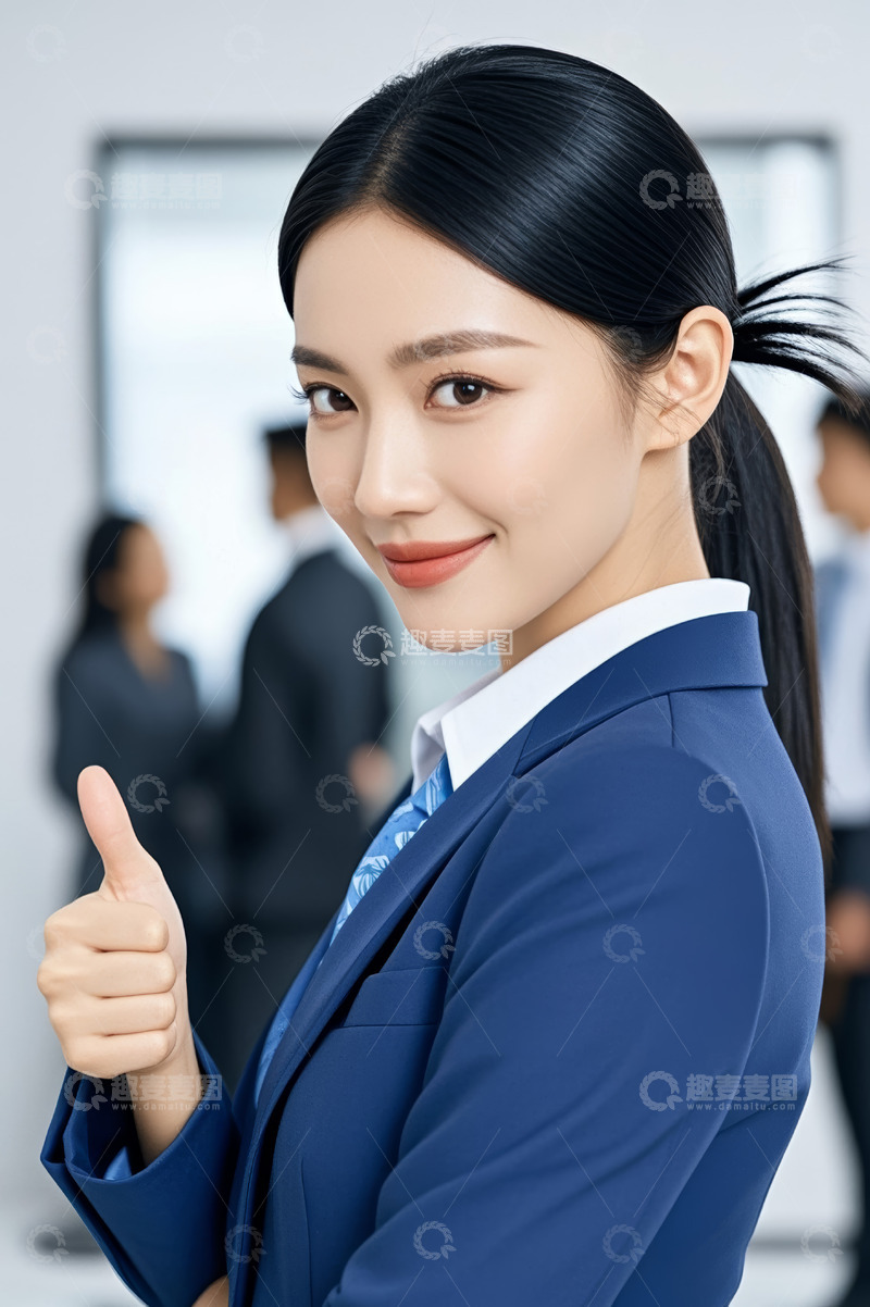 高清大图下载【趣麦麦图】商务女性职场竖大拇指