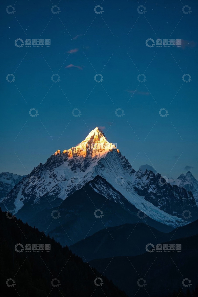 高清大图下载【趣麦麦图】雪山日照金山自然景观