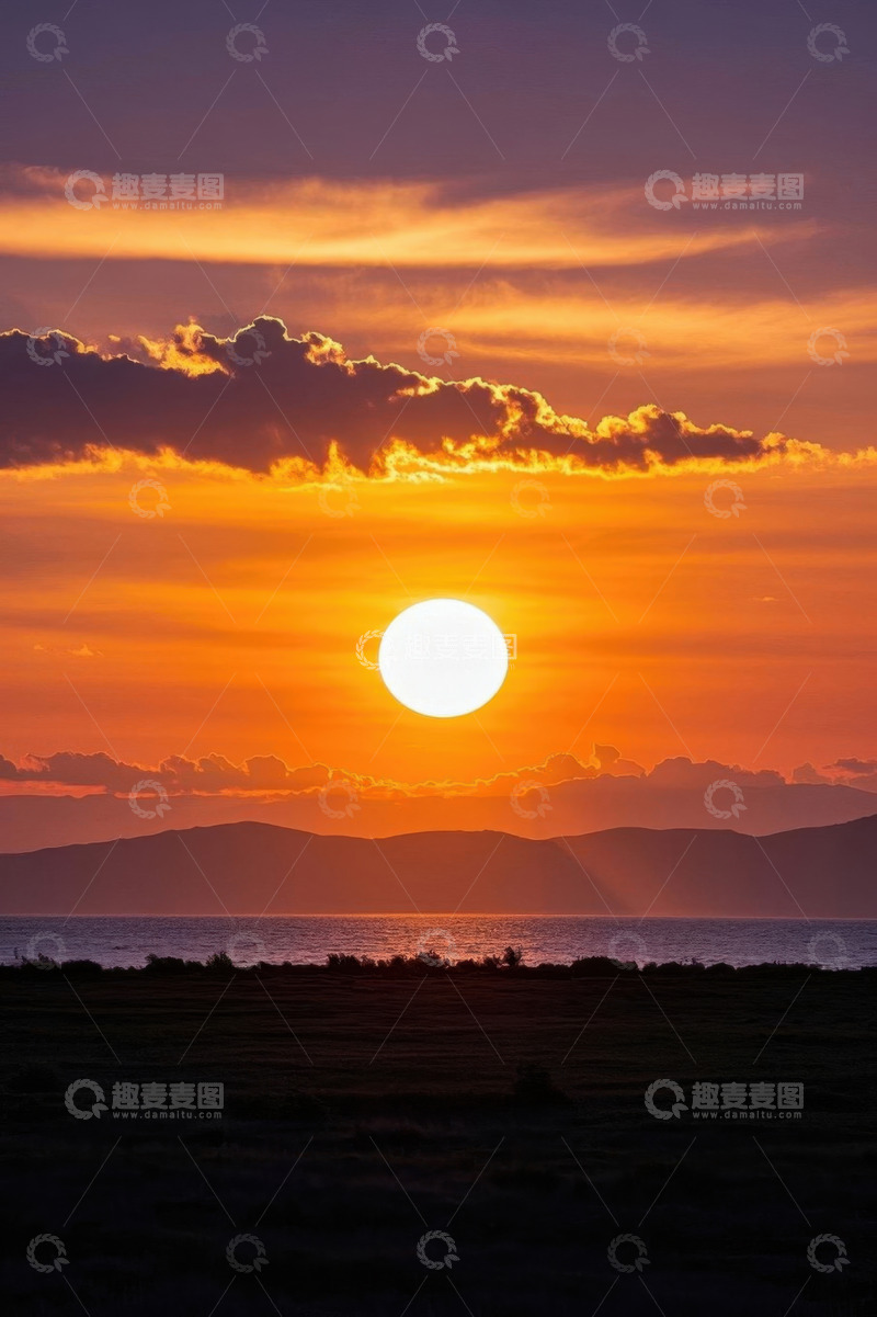 高清大图下载【趣麦麦图】海边日落时分天空景象