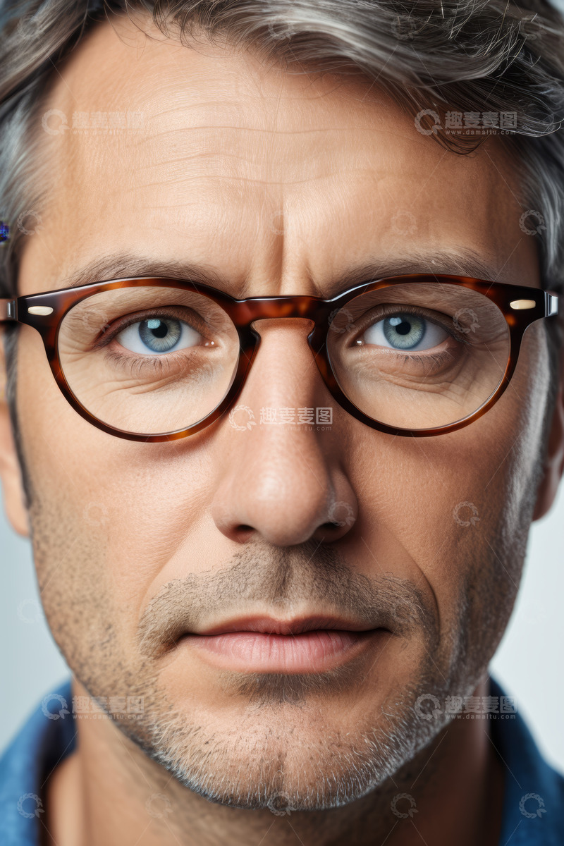 高清大图下载【趣麦麦图】戴眼镜成熟男性面部特写