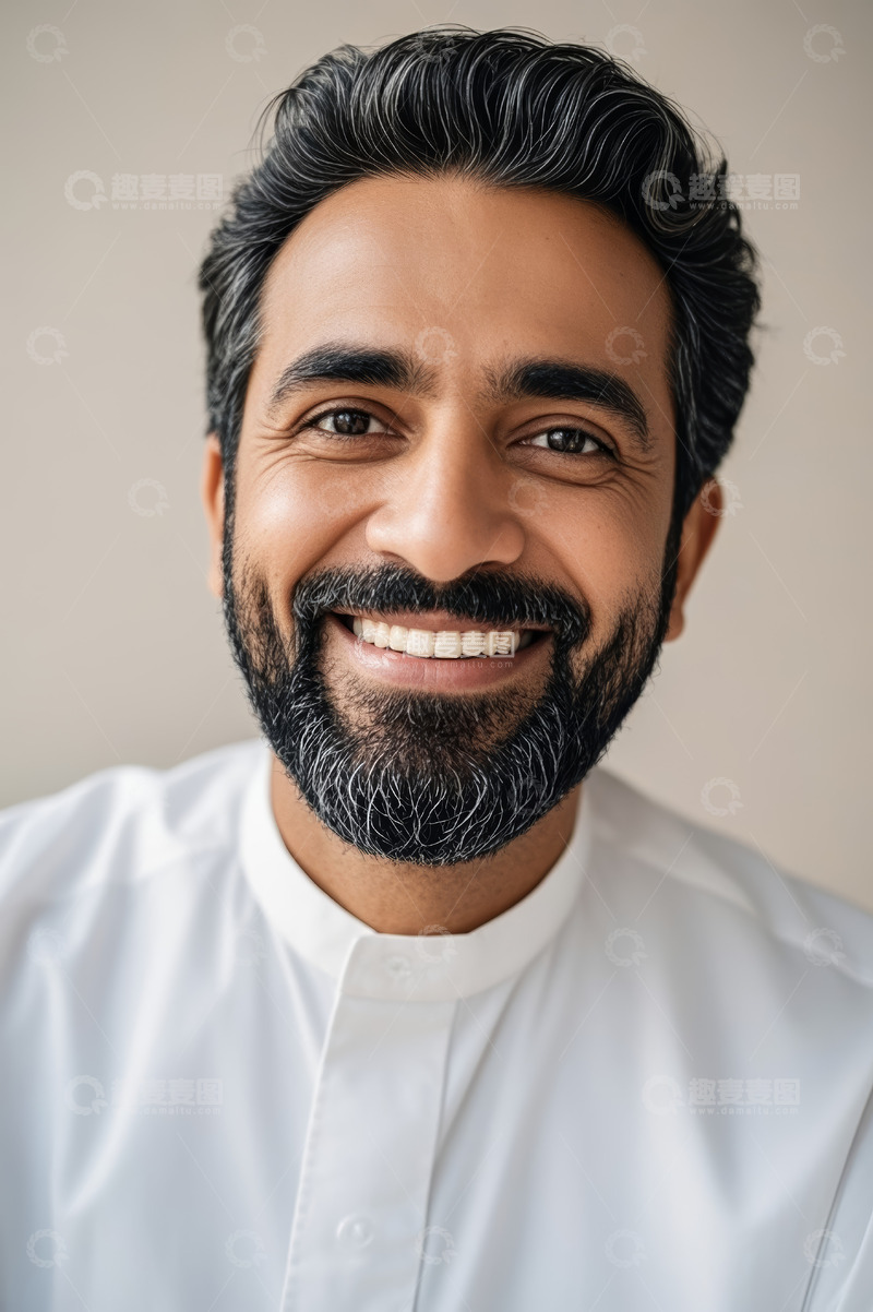 高清大图下载【趣麦麦图】微笑的中东男子半身像