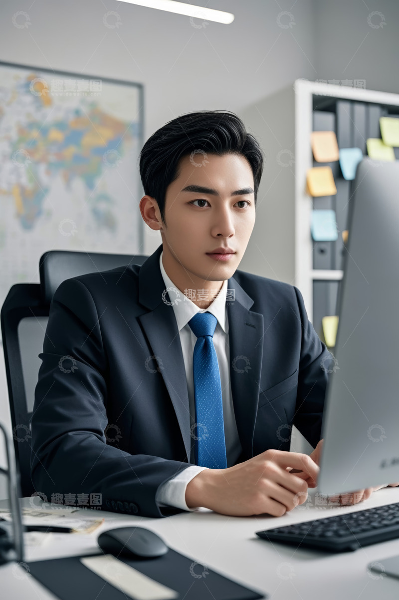 高清大图下载【趣麦麦图】商务男士办公室专注办公
