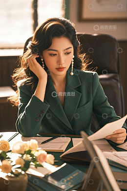 职场女性办公阅读文件