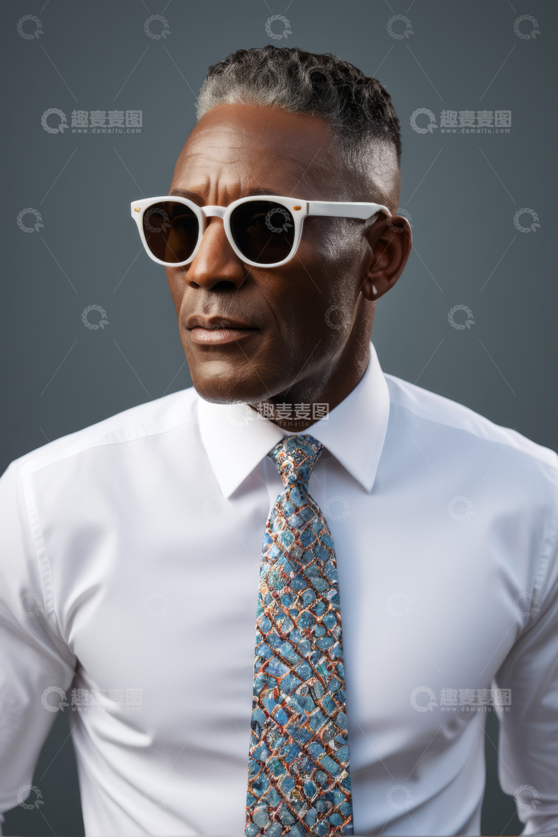 高清大图下载【趣麦麦图】戴墨镜的非洲裔男士肖像