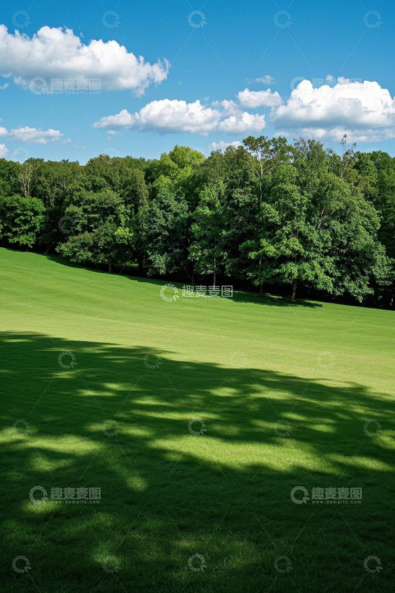 高清大图下载【趣麦麦图】户外绿草地与树林风景