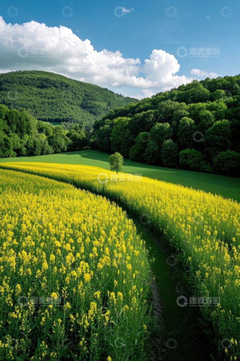 高清大图下载【趣麦麦图】黄色油菜花田自然风光