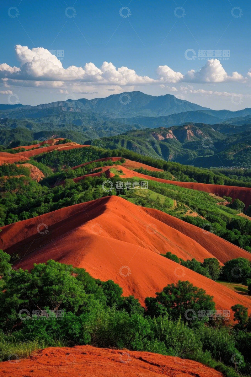 高清大图下载【趣麦麦图】红土地山丘自然风光全景