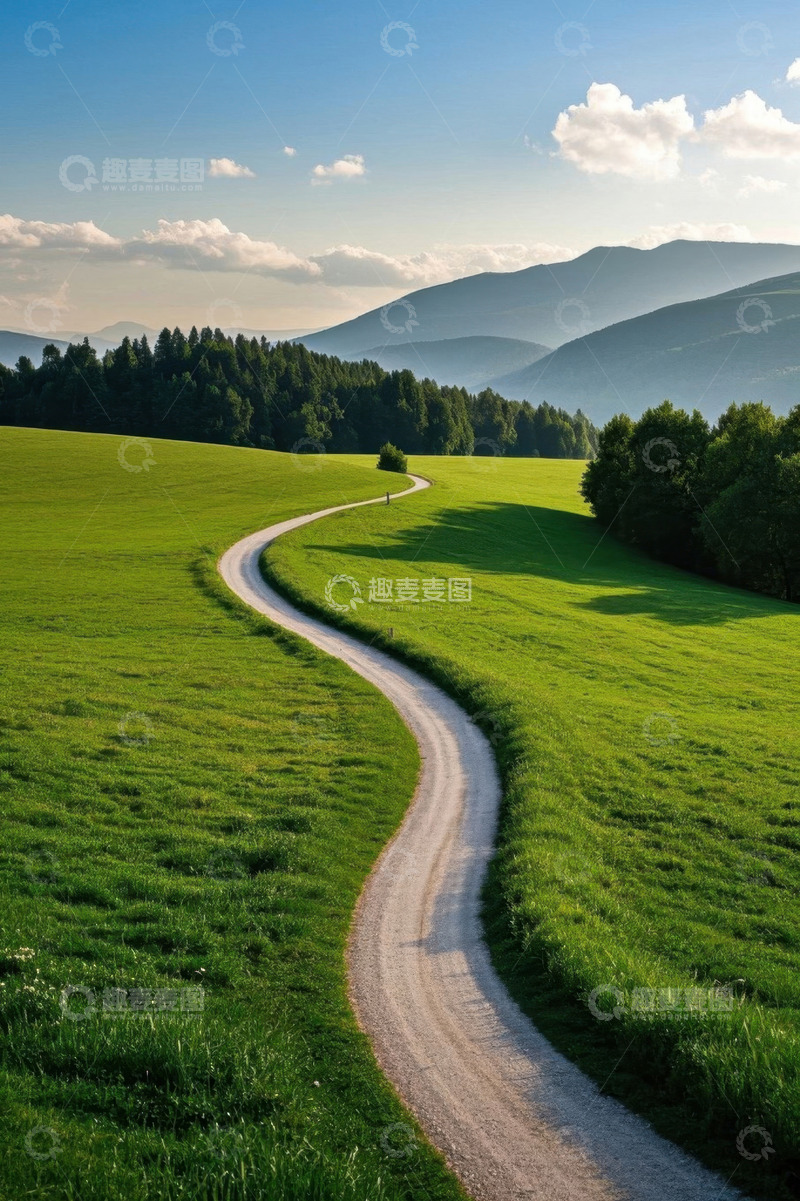 高清大图下载【趣麦麦图】山间草地蜿蜒小路自然风光
