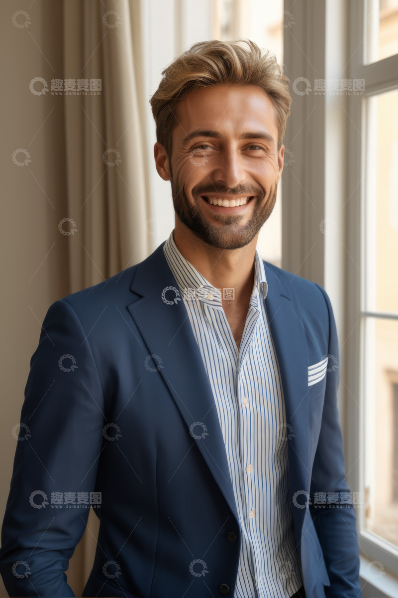 高清大图下载【趣麦麦图】穿西装微笑的男士近景