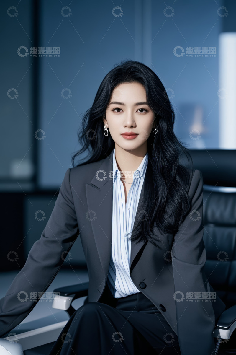 高清大图下载【趣麦麦图】职业女性办公室端坐形象