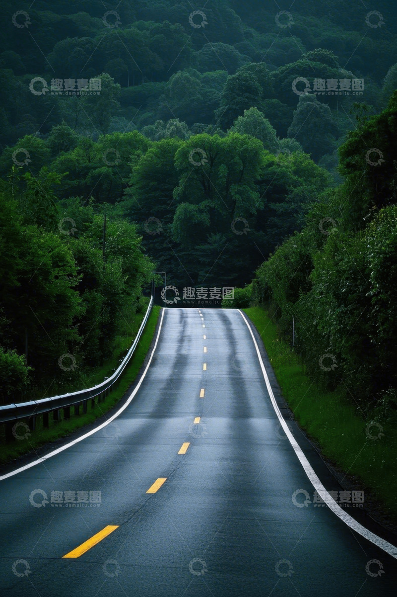 高清大图下载【趣麦麦图】林间公路自然风光