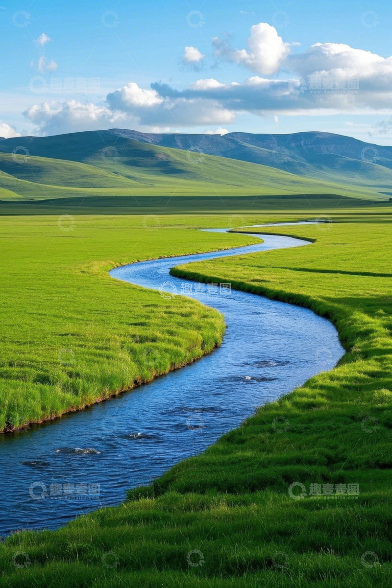 高清大图下载【趣麦麦图】草原蜿蜒河流自然风光