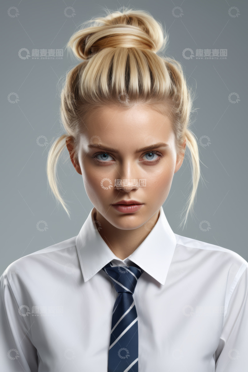 高清大图下载【趣麦麦图】金发职业女性肖像特写