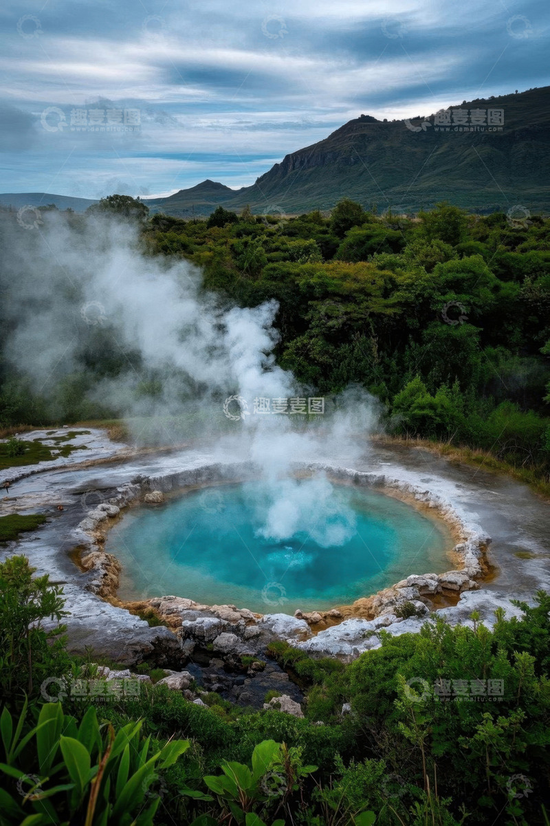 高清大图下载【趣麦麦图】山间热泉自然景观