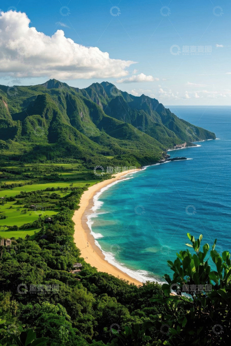 高清大图下载【趣麦麦图】山海相依的海岸线风光