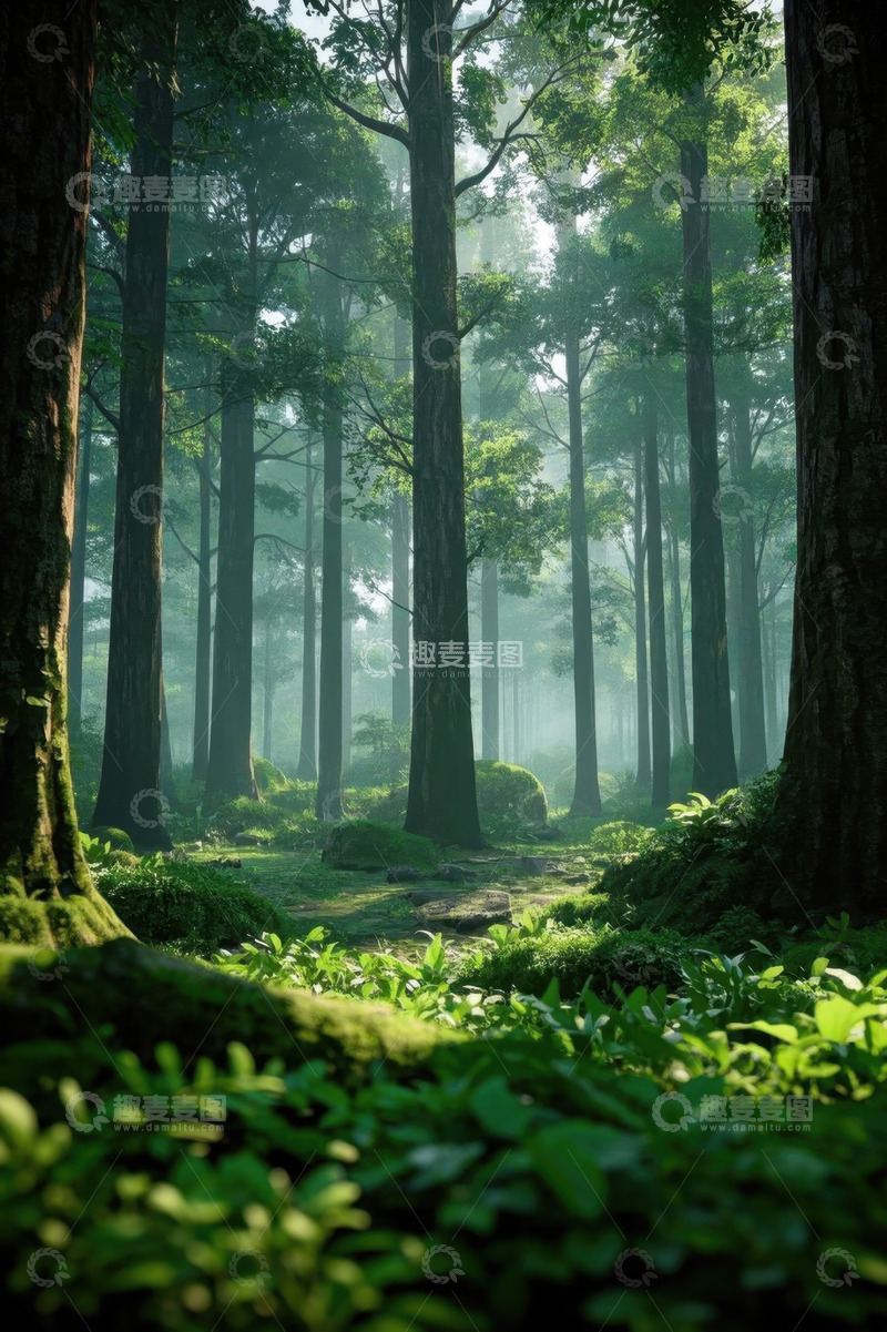 高清大图下载【趣麦麦图】茂密森林绿色自然景观